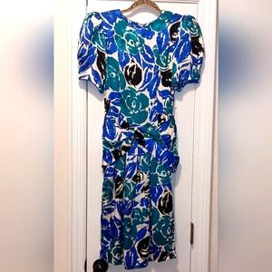 Flora Kung vintage Silk Floral Bold print Dress Size 4